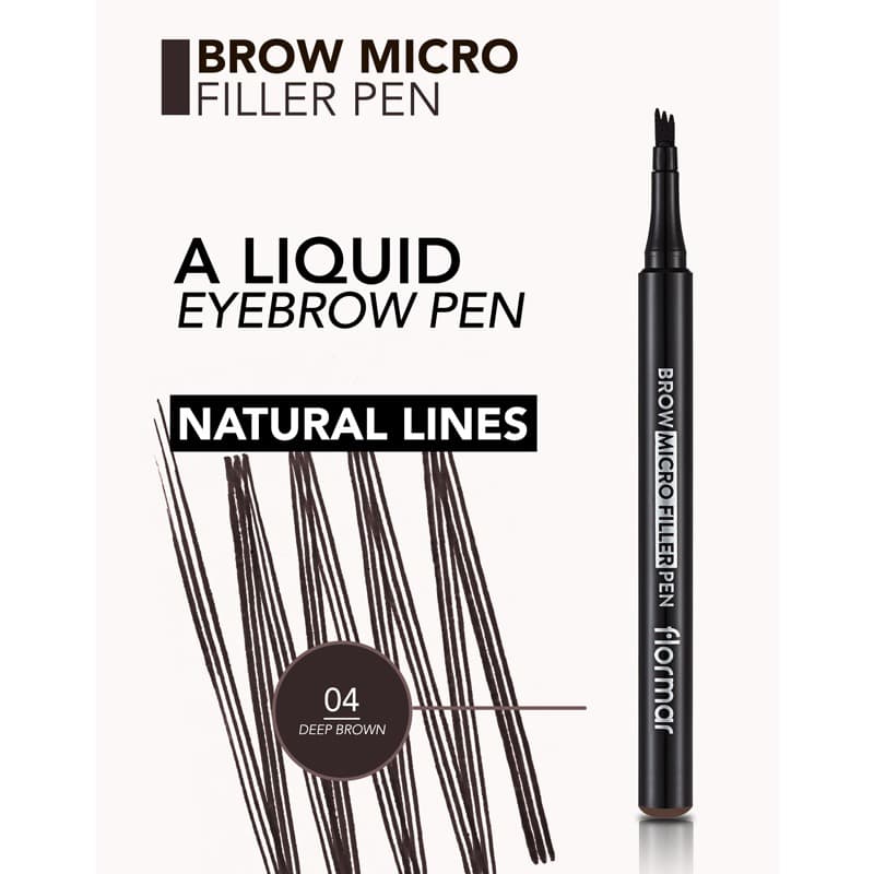 هاشور ابرو فلورمار flormar مدل Micro Filler Pen کد 004(رنگ Deep Brown) — تصویر ۳
