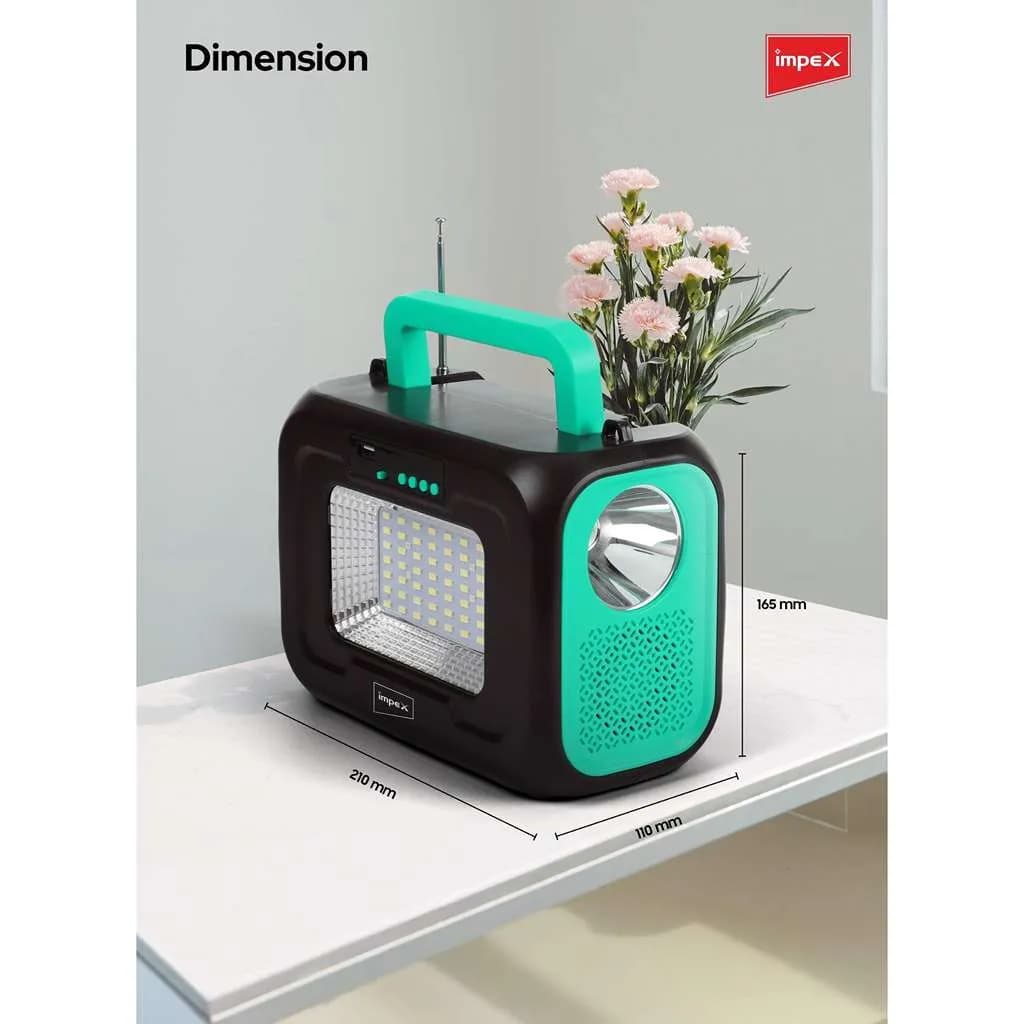 پاور استیشن Impex دارای اسپیکر و رادیو و چراغ قوه و پنل شارژ خورشیدی — تصویر ۷