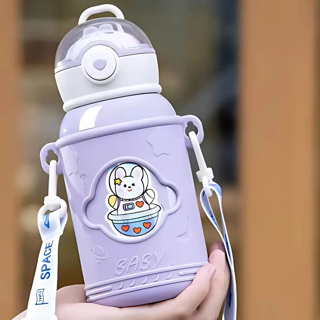 قمقمه کودک نی دار مدل کاور دار گنجایش 500ML کد H_238 — تصویر ۲