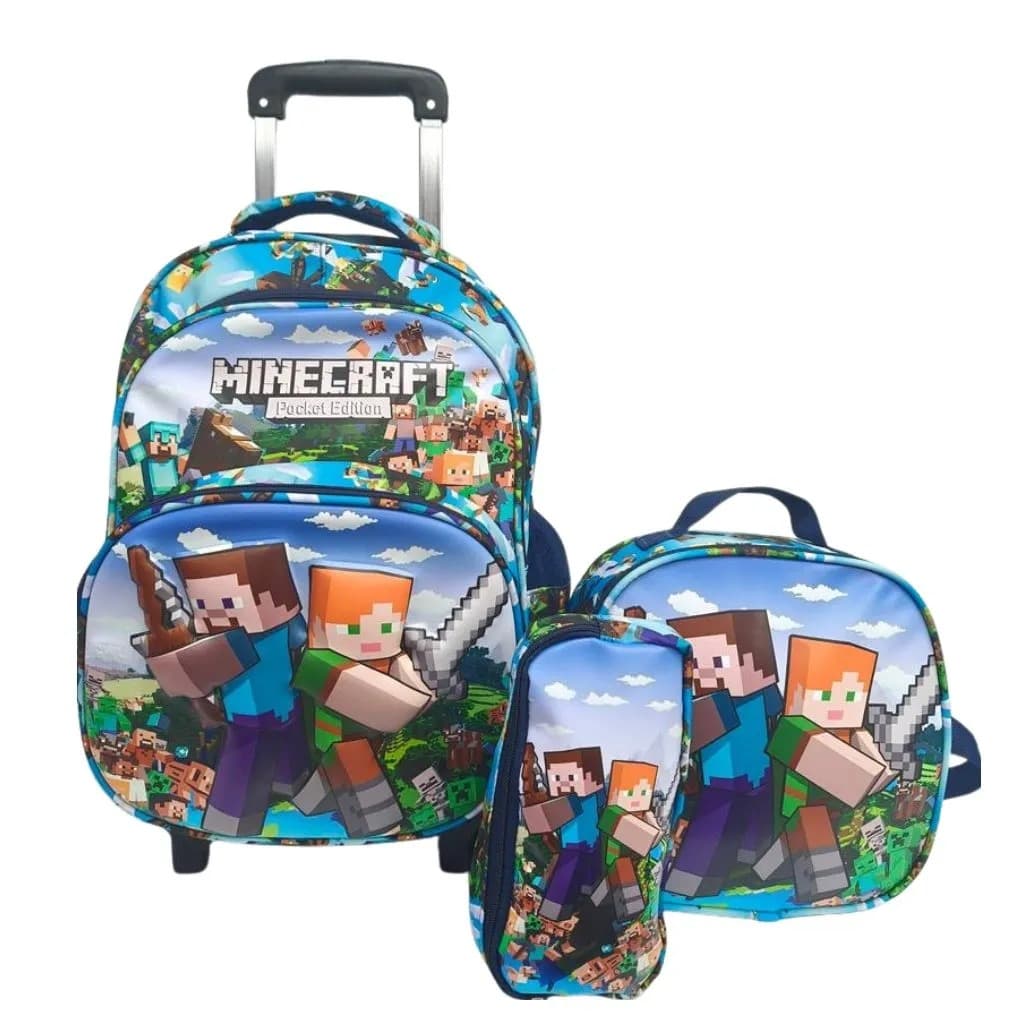 ست کیف مدرسه چرخدار طرح برجسته Edition Minecraft Pocket کد 4-820161