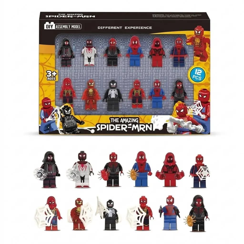ست ۱۲ عددی مینی فیگور مرد عنکبوتی (Spider-Man) — تصویر ۲