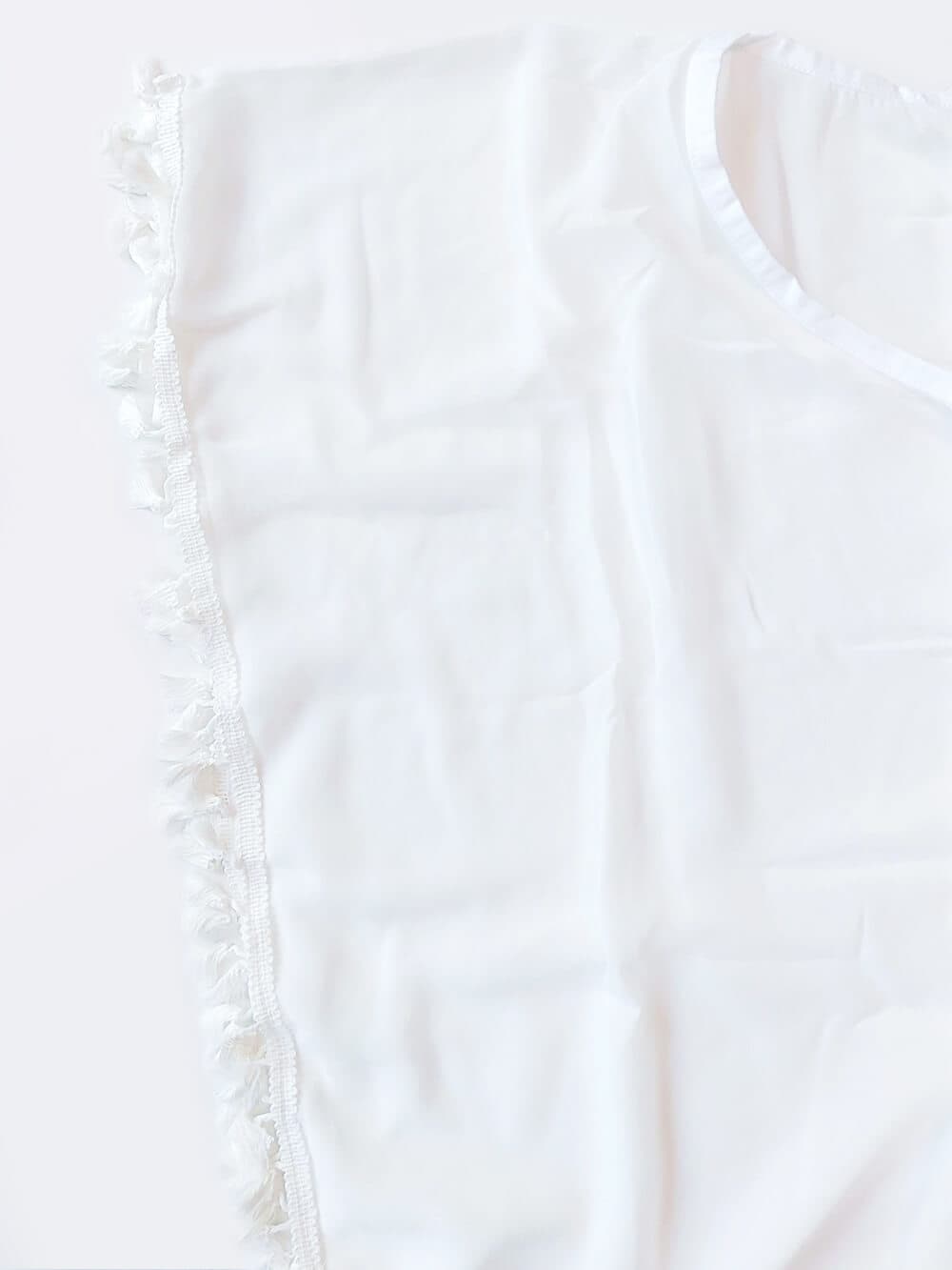 رومایویی زنانه حریر آزاد مدل پانچ رو لباسی ( کاور مایو ) برند H & M سفید رنگ — تصویر ۴