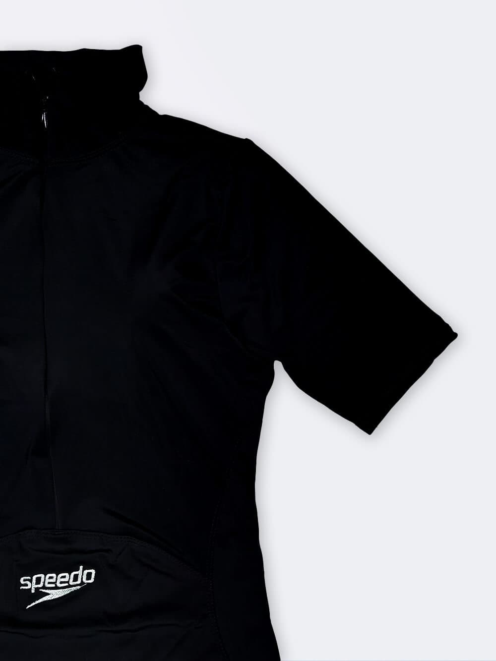 مایو پوشیده زنانه پادار و آستین دار نیمه اسلامی برای استخر اسپیدو ( Speedo ) مشکی کاپدار — تصویر ۵