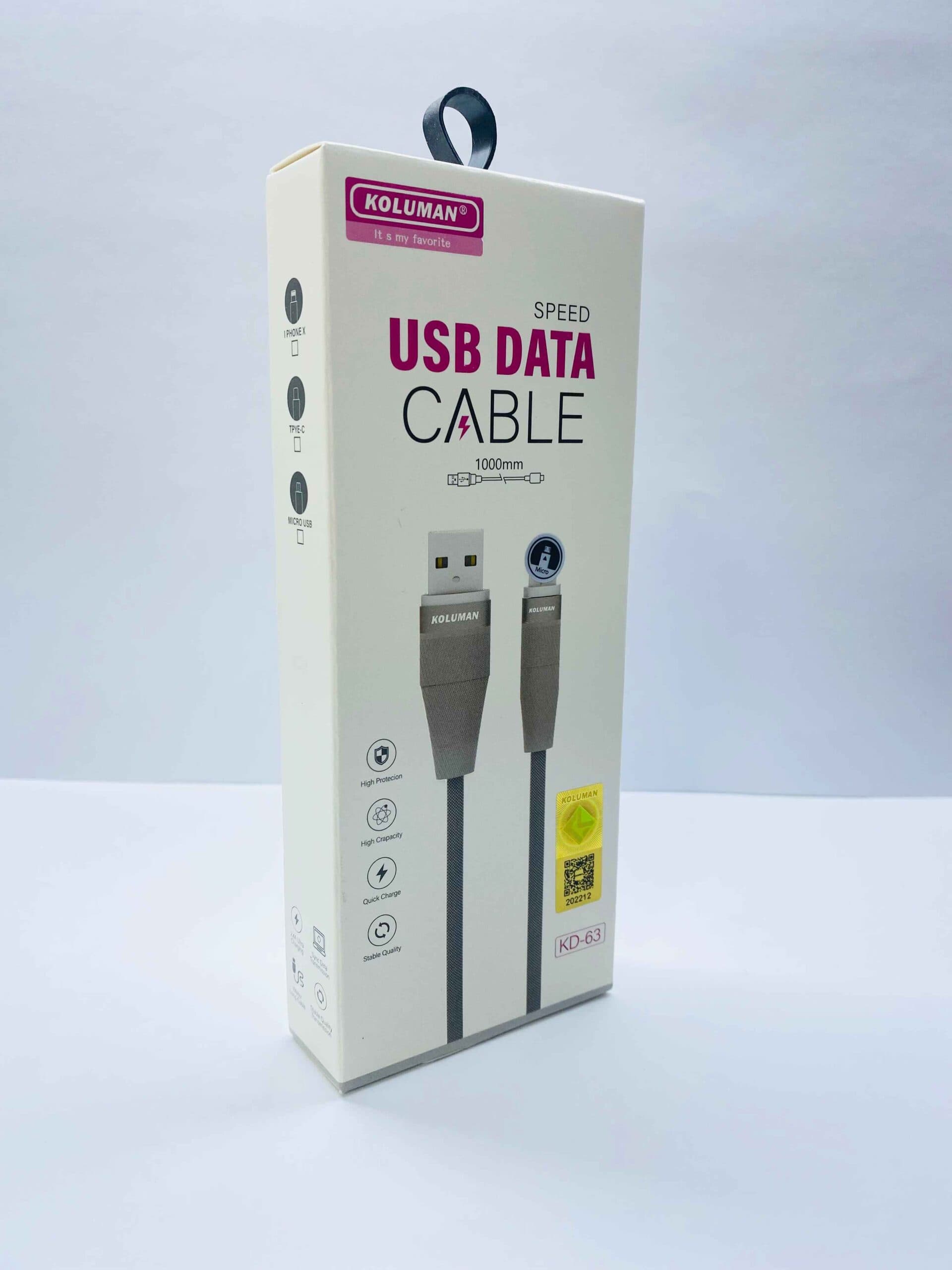 کابل تبدیل USB به MicroUSB کلومن مدل KD-63 طول 1 متر