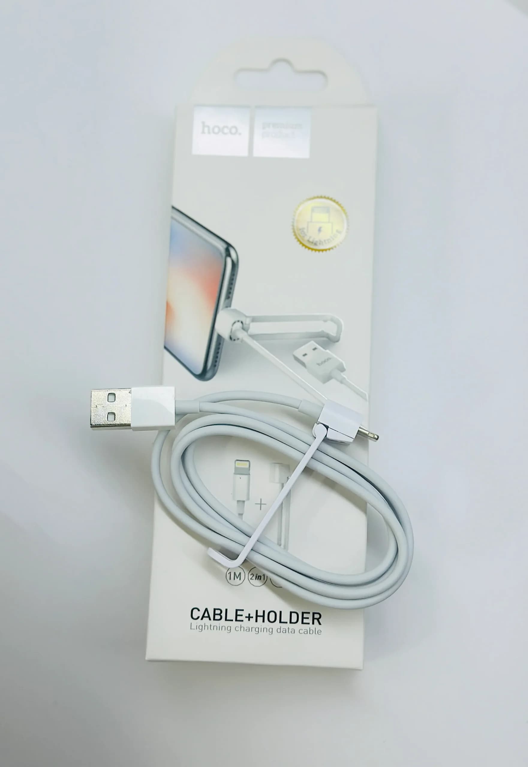 کابل شارژ آیفون هوکو مدل X31 طول ۱ متر به همراه هولدر — تصویر ۲