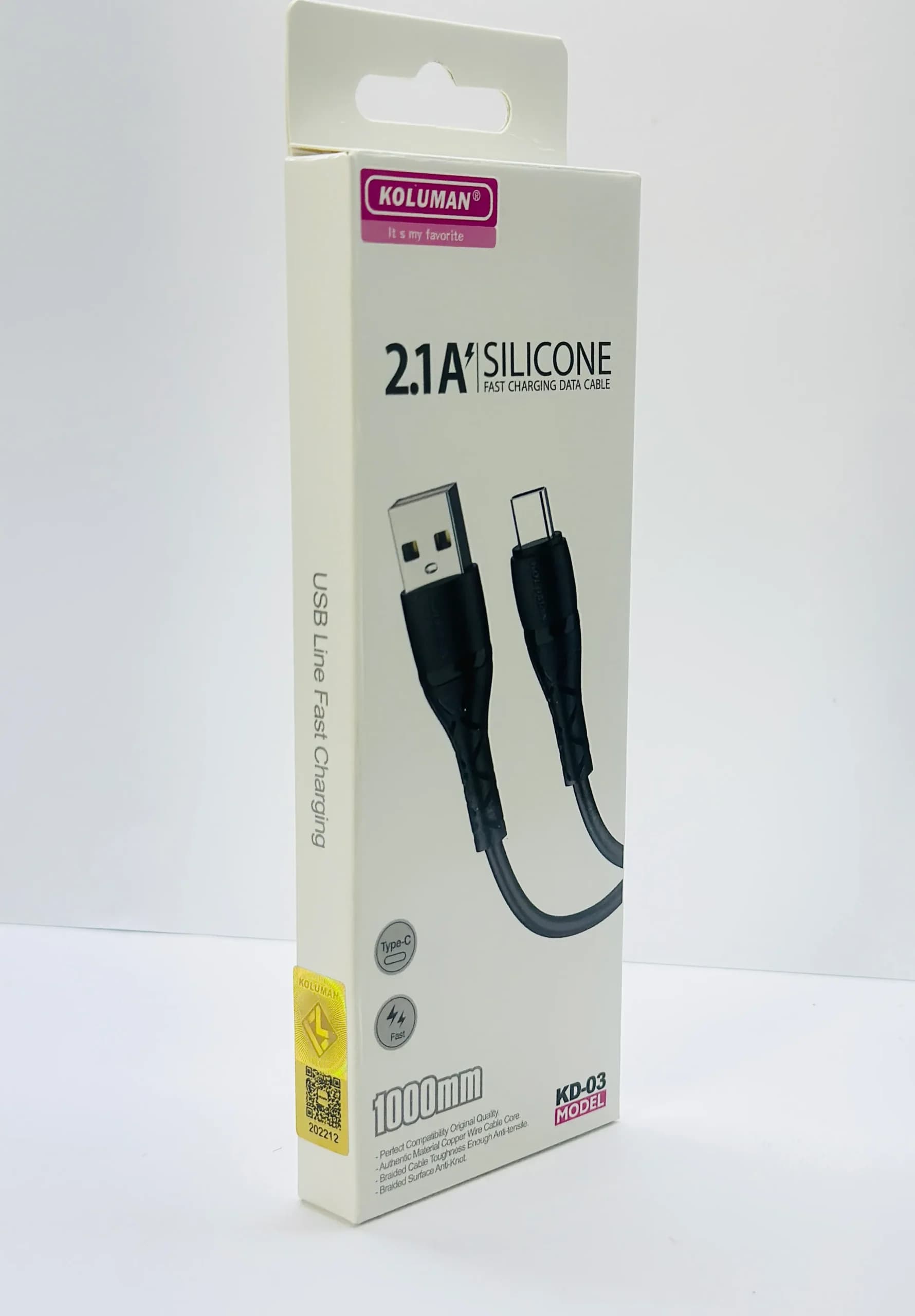 کابل تبدیل USB به USB-C کلومن مدل KD-03 طول ۱ متر