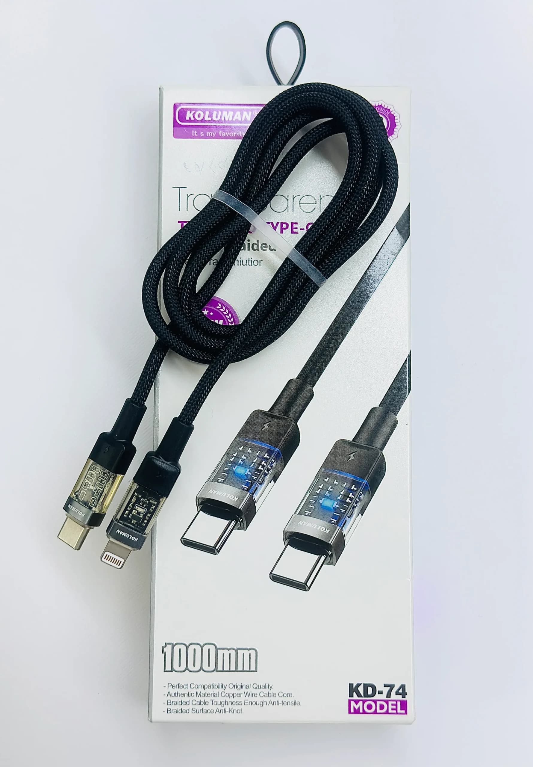 کابل شارژ دو سر تایپ‌سی Koluman مدل KD-74 — تصویر ۲