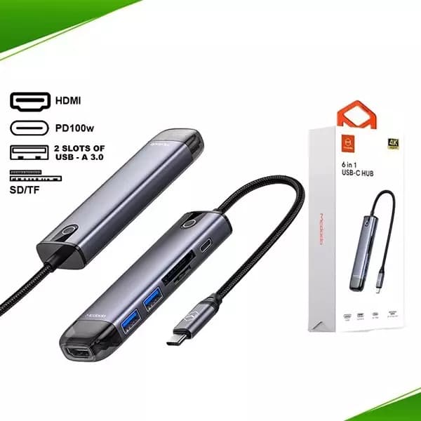 هاب 6 پورت USB-C مک دودو مدل hu-774 — تصویر ۴