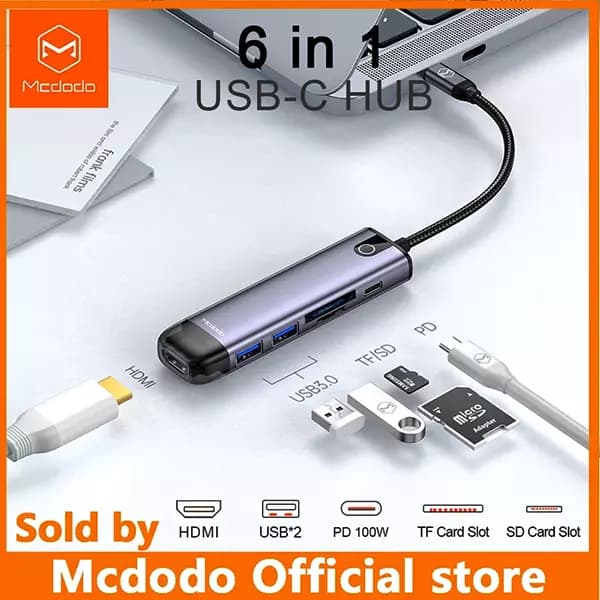 هاب 6 پورت USB-C مک دودو مدل hu-774 — تصویر ۲