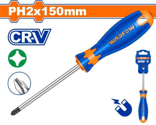 پیچ گوشتی چهارسو وادفو دسته TPR سایز 150*6 کد WSD2226 — تصویر ۲