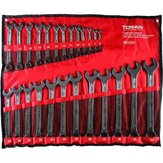 ست آچار یکسر تخت (ترکیبی) ساخت هند کیفی 25 عددی T1101-S25 توسن — تصویر ۲