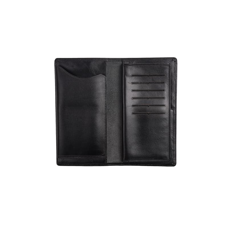کیف پول جاکارتی و جا موبایلی مردانه چرم مشکی طرح polo — تصویر ۵