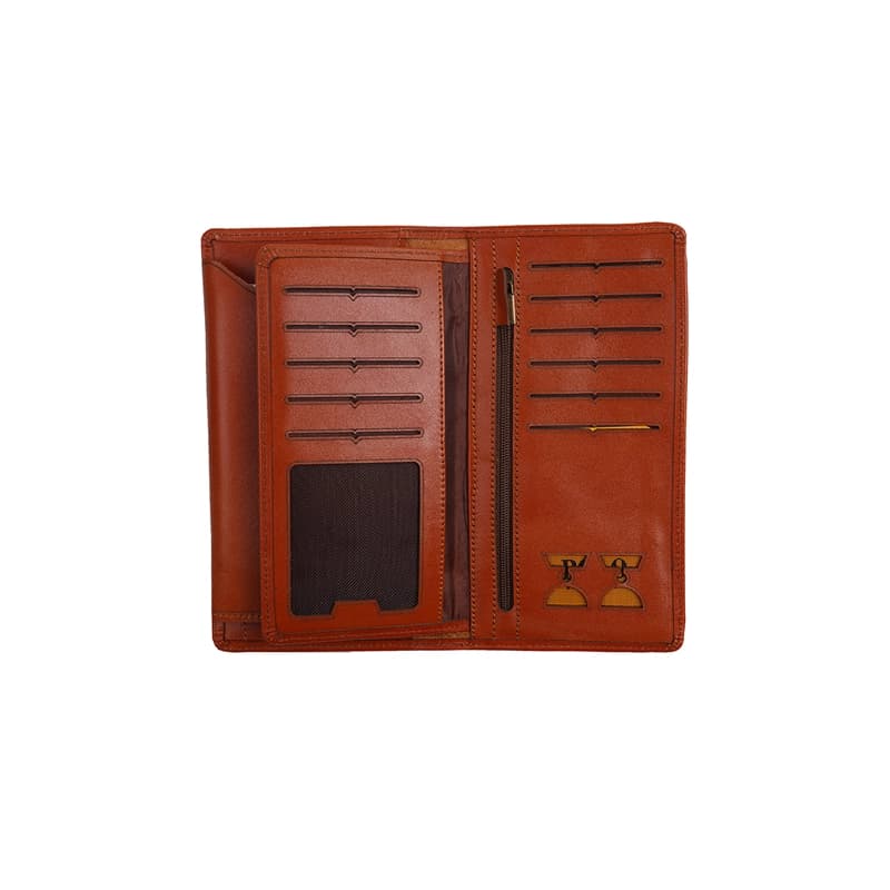 کیف پول جاکارتی و جا موبایلی مردانه چرم شکلاتی طرح polo — تصویر ۳