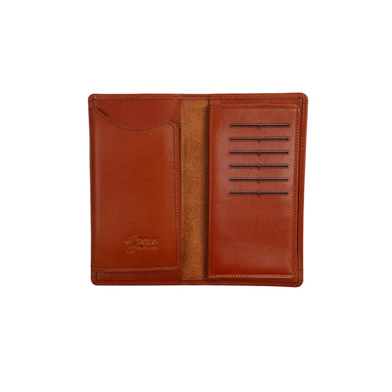 کیف پول جاکارتی و جا موبایلی مردانه چرم شکلاتی طرح polo — تصویر ۴