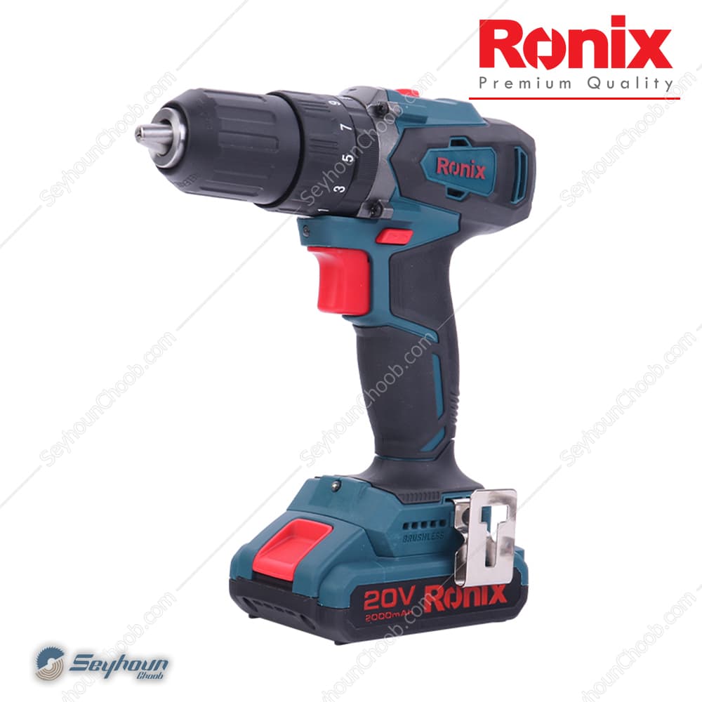 دریل پیچ گوشتی شارژی براش لس 20 ولت لیتیومی رونیکس مدل Ronix 8900
