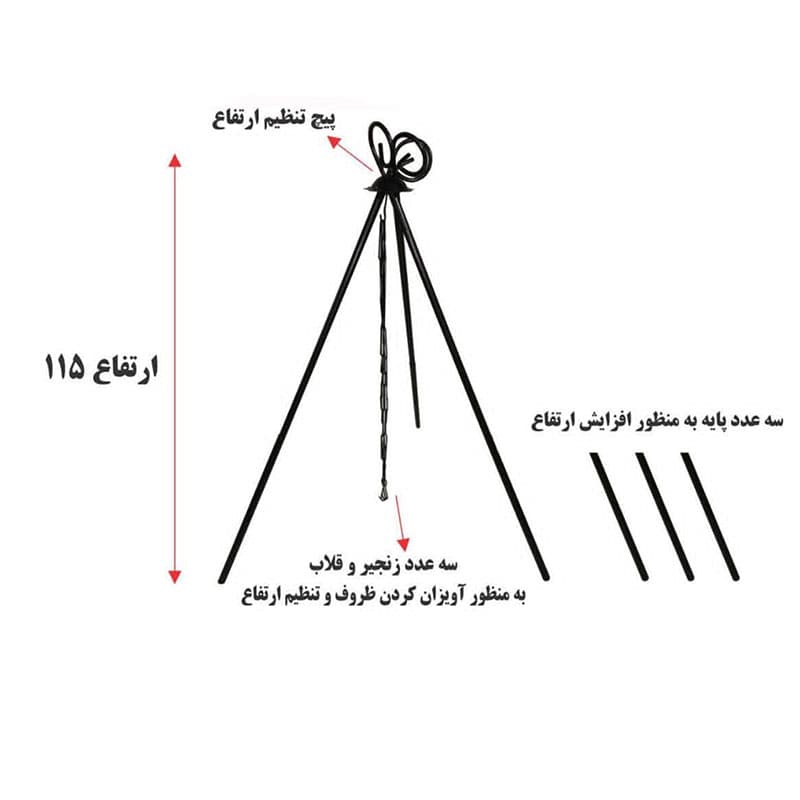 پک کامل ساج وک شامل ساج و سه پایه و توری گریل — تصویر ۵