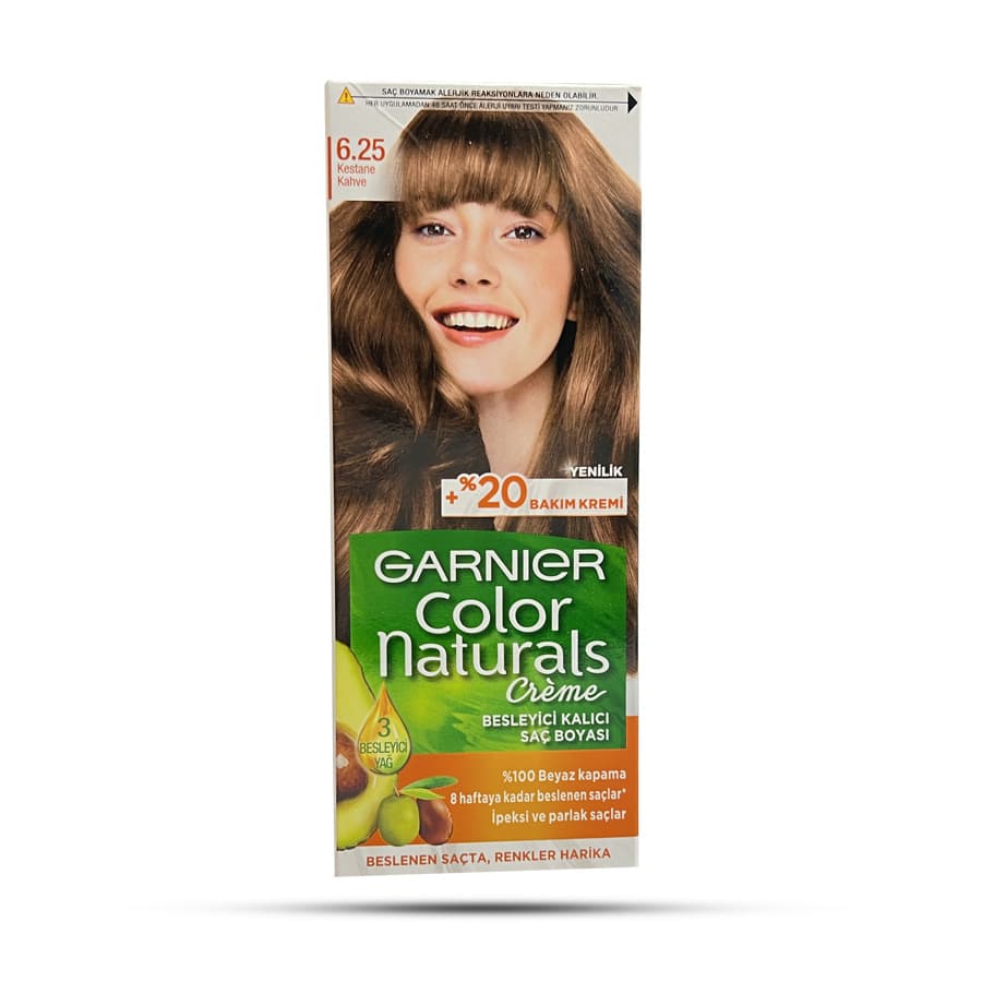 کیت رنگ مو شماره 6.25 گارنیر مدل GARNIER COLOR NATURALS رنگ قهوه ای شاه بلوطی