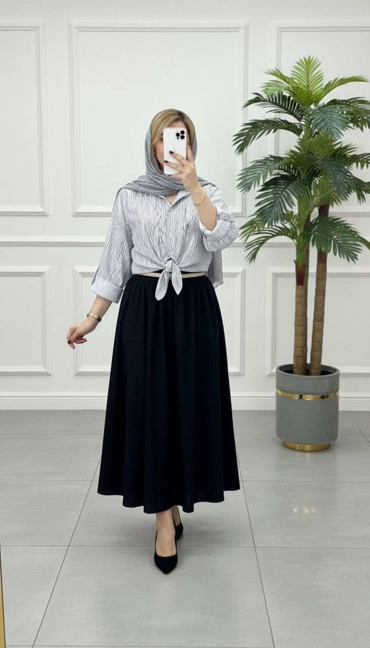 ست شومیز دامن زنانه لینن mg5597