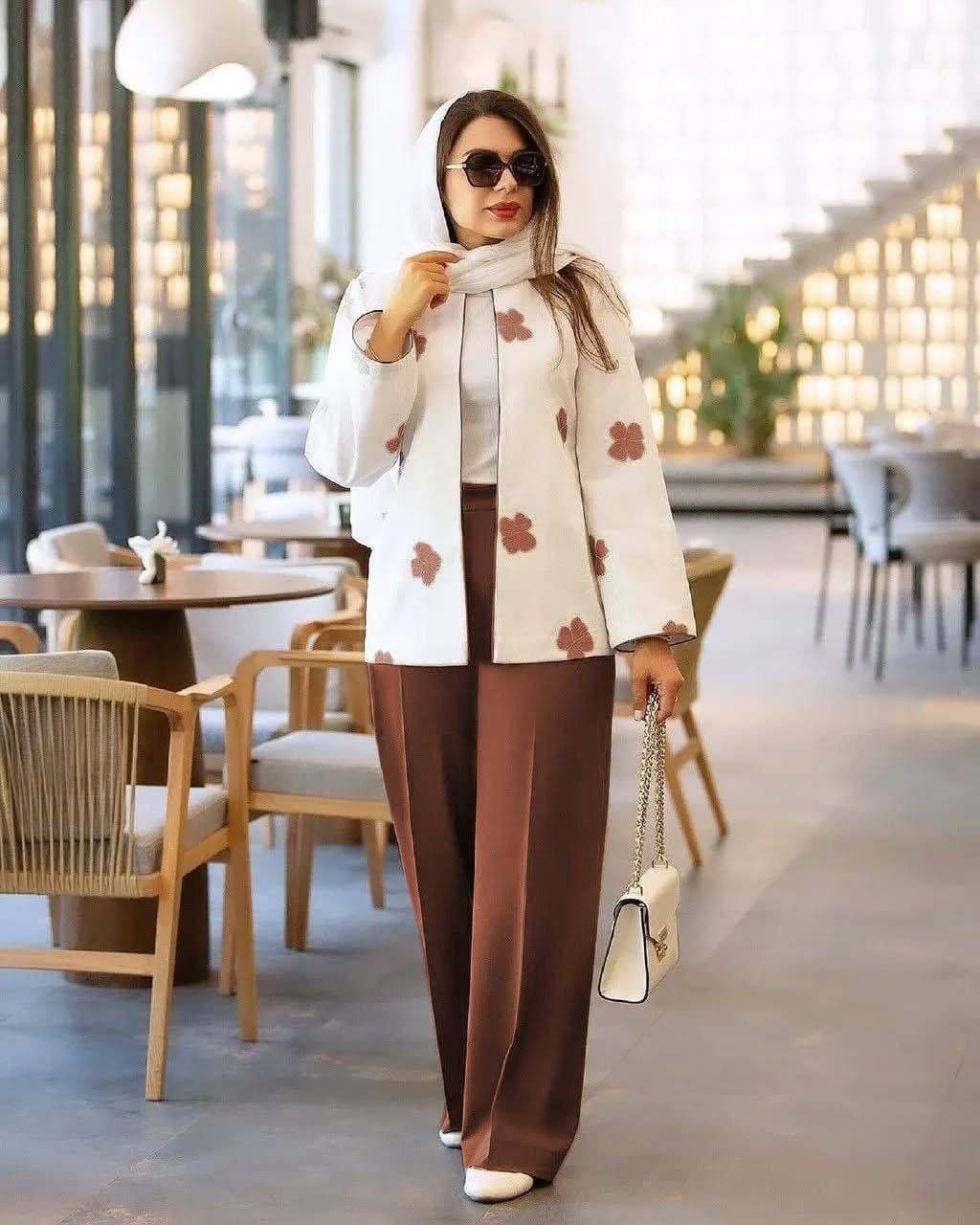 ست زنانه کت و شلوار selin قهوه ای 403127 A