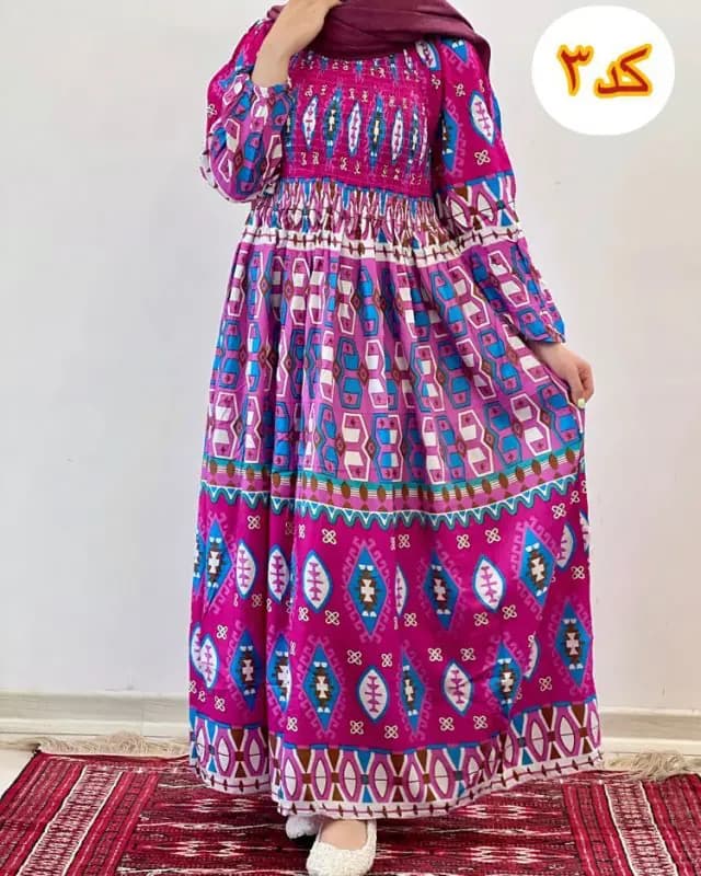 پیراهن ساحلی زنانه بلند کریشه هندی 209675 کد3