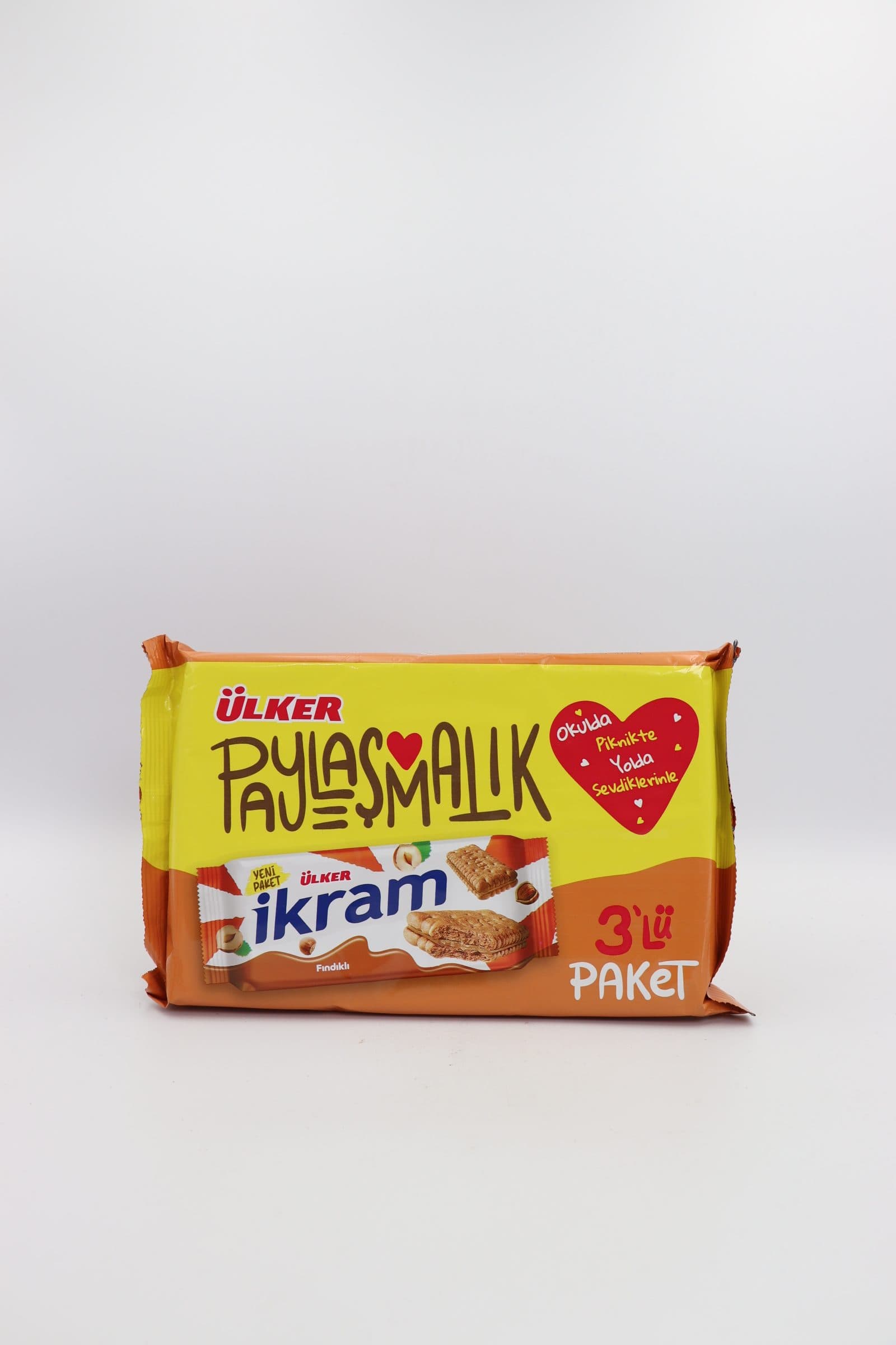 بیسکویت کرم‌دار فندقی ایکرام سه تایی Ülker İkram