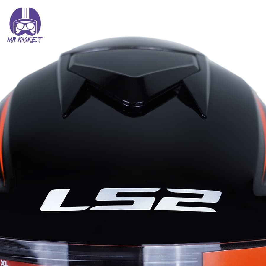 کلاه کاسکت فک متحرک ال اس تو مدل LS2 FF345 رنگ مشکی نارنجی براق — تصویر ۸