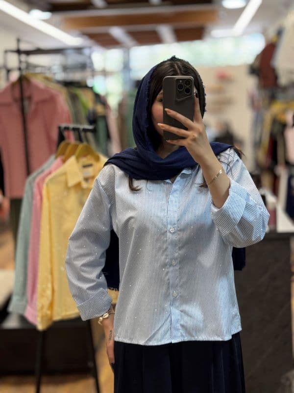 شومیز راه راه نگین دار_1035 — تصویر ۴