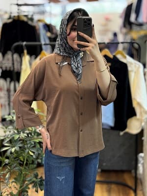 شومیز پری آستین دکمه دار-2184 — تصویر ۲