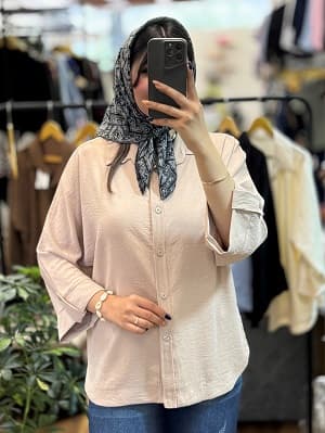 شومیز پری آستین دکمه دار-2184 — تصویر ۴