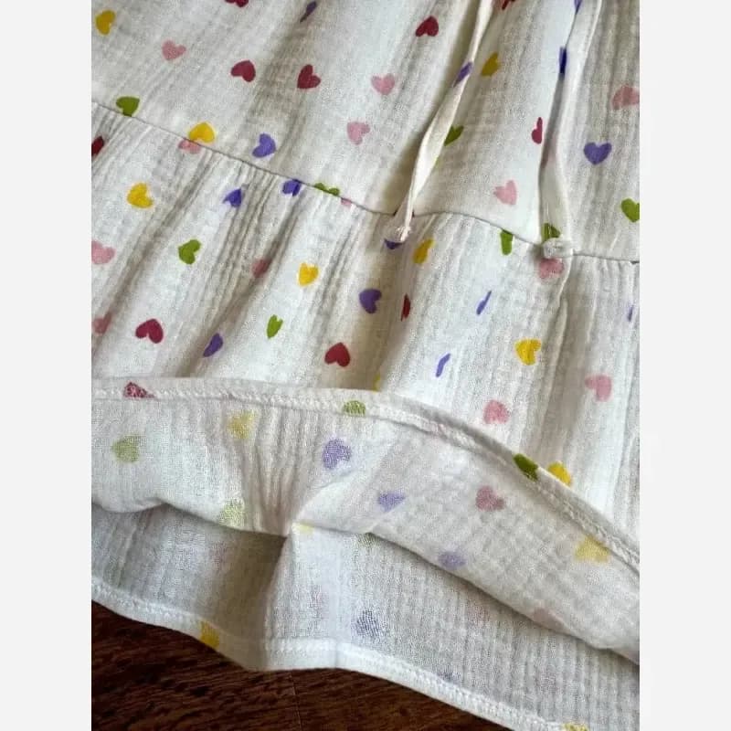 پیراهن دخترانه طرح قلب جنس موسلین وارداتی مناسب 2 تا 8 سال — تصویر ۷