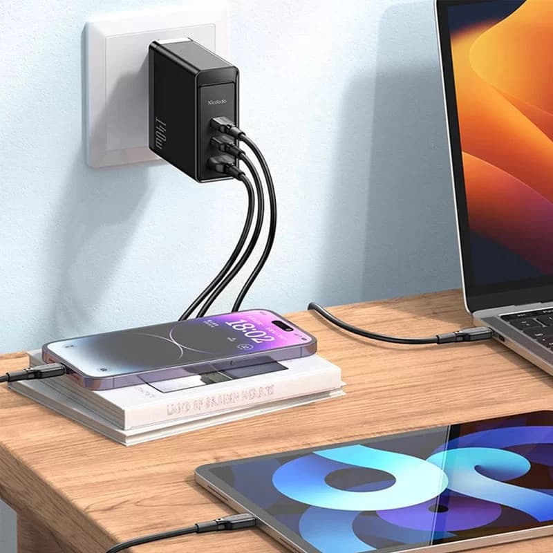آداپتور شارژ 3 پورت 140 واتی مک دودو Mcdodo 140W GaN5 Pro Fast Charger CH-2911 (اورجینال پلمپ ارسال فوری) — تصویر ۲