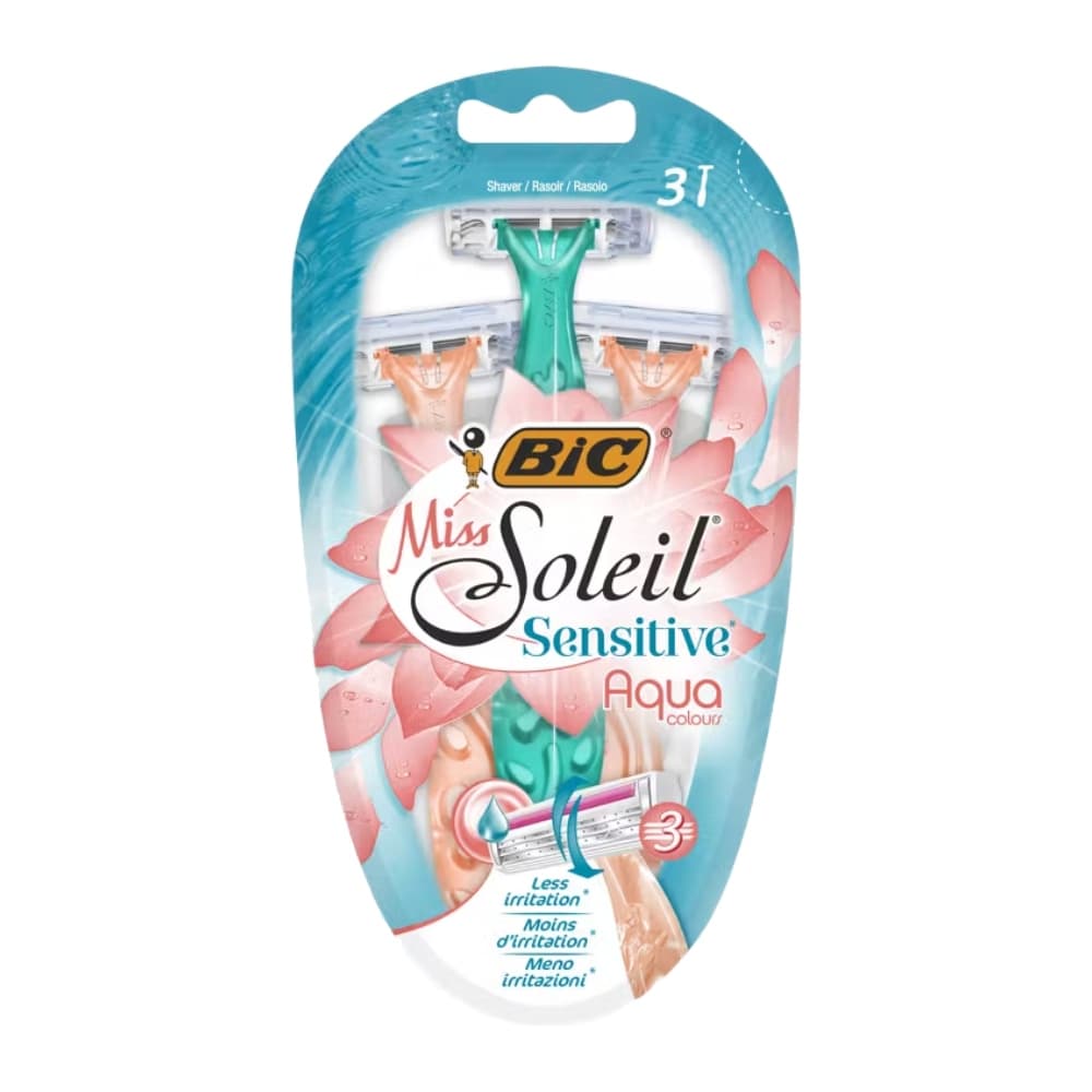 خودتراش یکبار مصرف بیک Bic مدل Miss Soleil Sensitive Aqua مناسب پوست حساس بسته 3 عددی — تصویر ۲