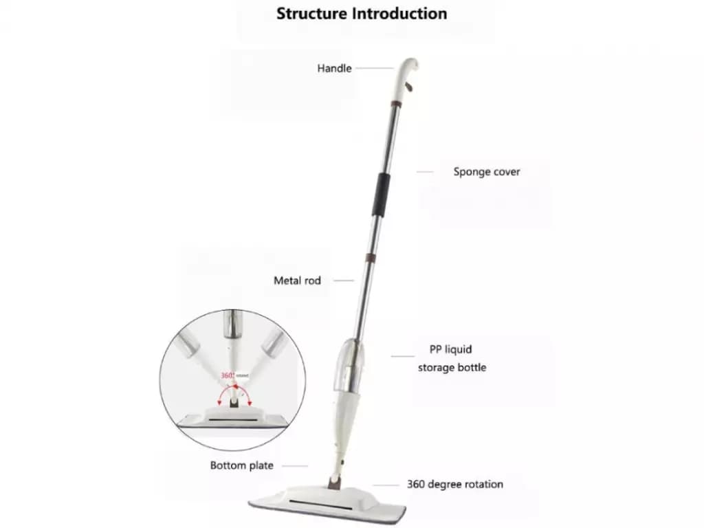 جارو دستی و تی اسپری دار شیائومی Xiaomi Zolele 1012 Water Spray Mop Handheld Sweeper (اورجینال پلمپ ارسال فوری) — تصویر ۷