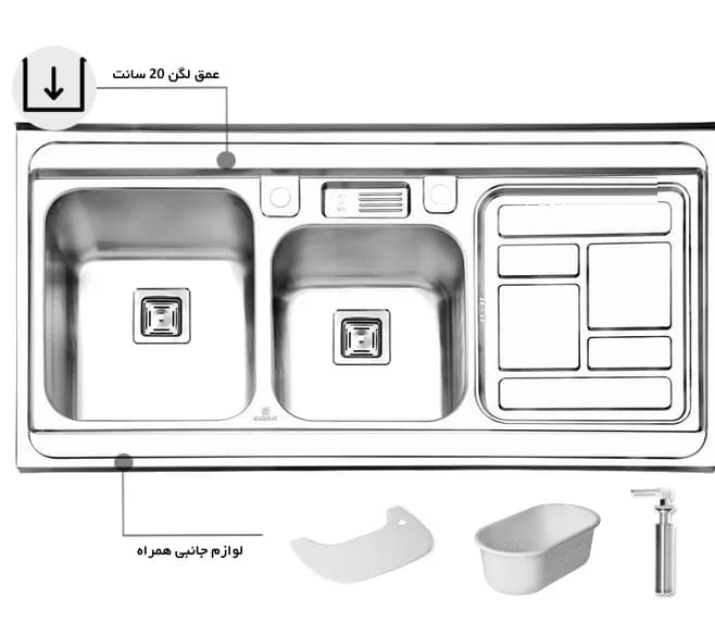 سینک پرنیان استیل Ps 1111 روکار — تصویر ۷