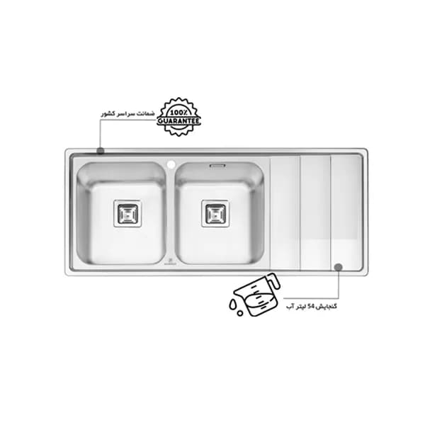 سینک پرنیان استیل Ps 1221 توکار — تصویر ۶