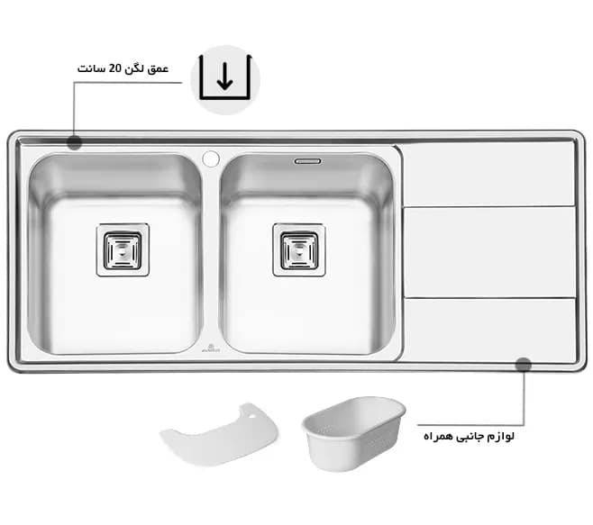 سینک پرنیان استیل Ps 1215 توکار — تصویر ۶