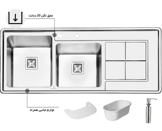سینک پرنیان استیل Ps 1213 توکار — تصویر ۷