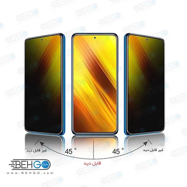 گلس حریم شخصی گوشی شیائومی ردمی 9T و پوکو M3 محافظ صفحه خصوصی شیشه ای Xiaomi Redmi 9T / Poco M3 — تصویر ۲