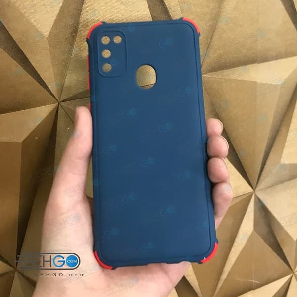قاب M21 کاور مدل ژله ای دکمه رنگی محکم ضد ضربه با محافظ لنز دوربین گوشی سامسونگ ام 21 Samsung M21 — تصویر ۲