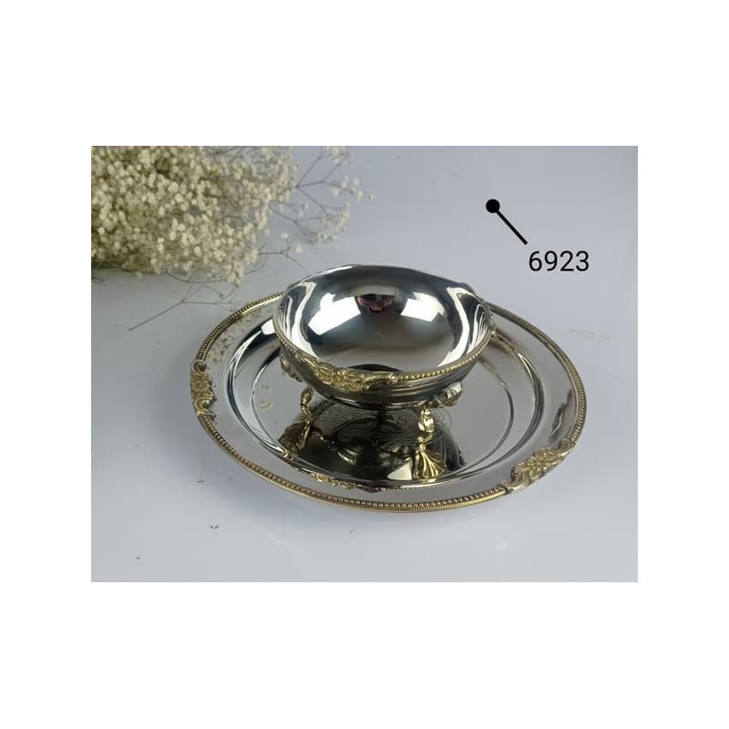 پیاله و پیش دستی استیل برنج 6923 — تصویر ۴