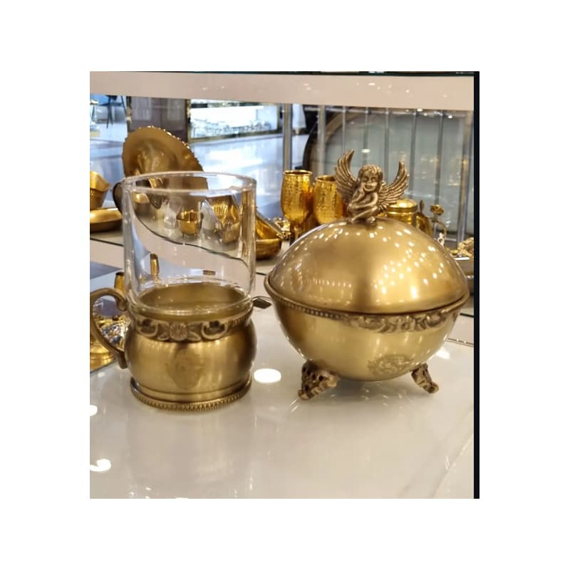 انگاره چایخوری برنجی فرشته 7911 — تصویر ۳
