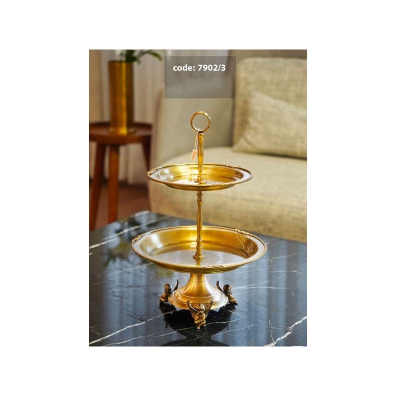 شیرینی خوری دو طبقه برنجی فرشته 7902