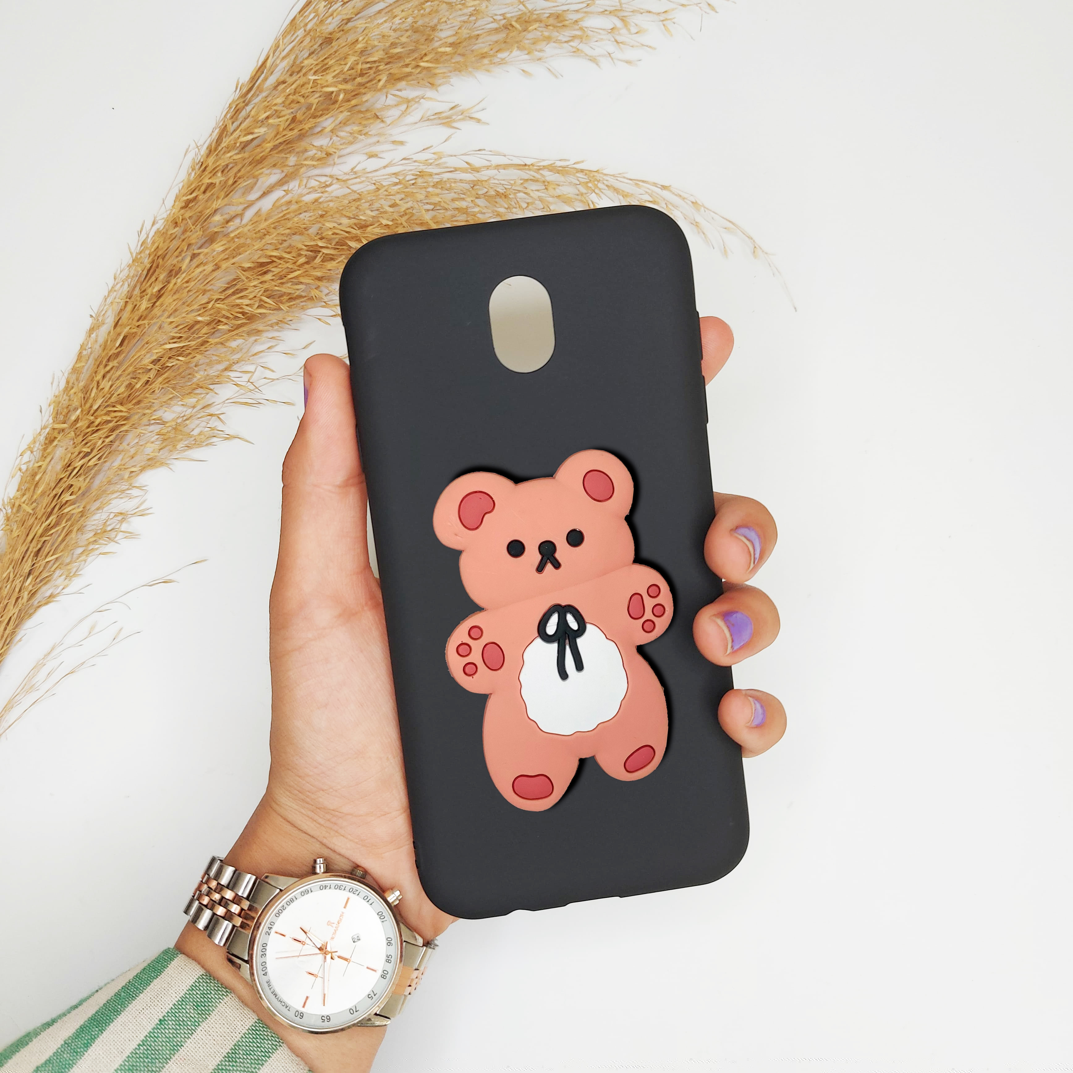 قاب گوشی سامسونگ J7 PRO دخترانه عروسکی خرسی برجسته