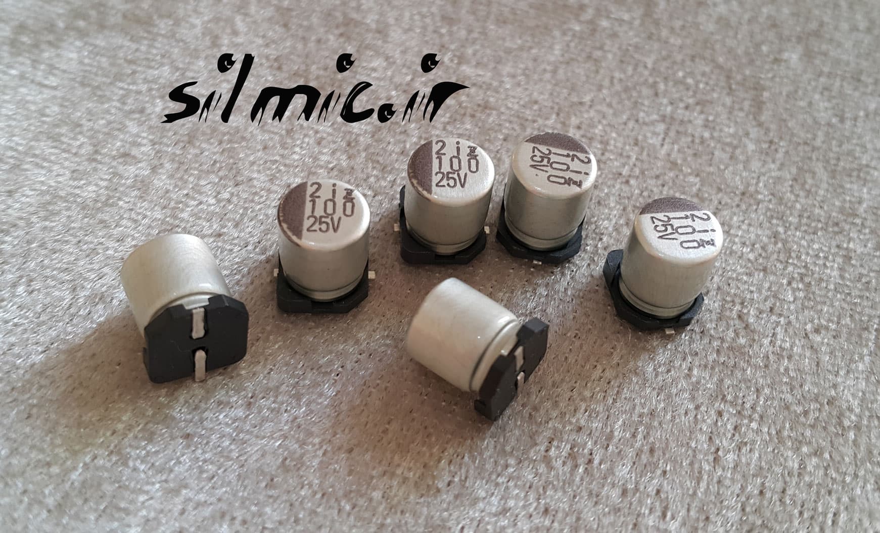 خازن smd اس ام دی 100 میکرو فاراد 25 ولت elna ژاپن مینیاتوری با امپدانس پایین