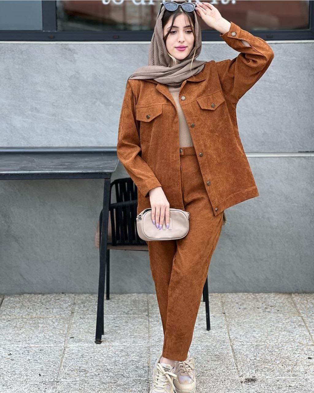 مانتومخمل کبریتی شیک — تصویر ۲