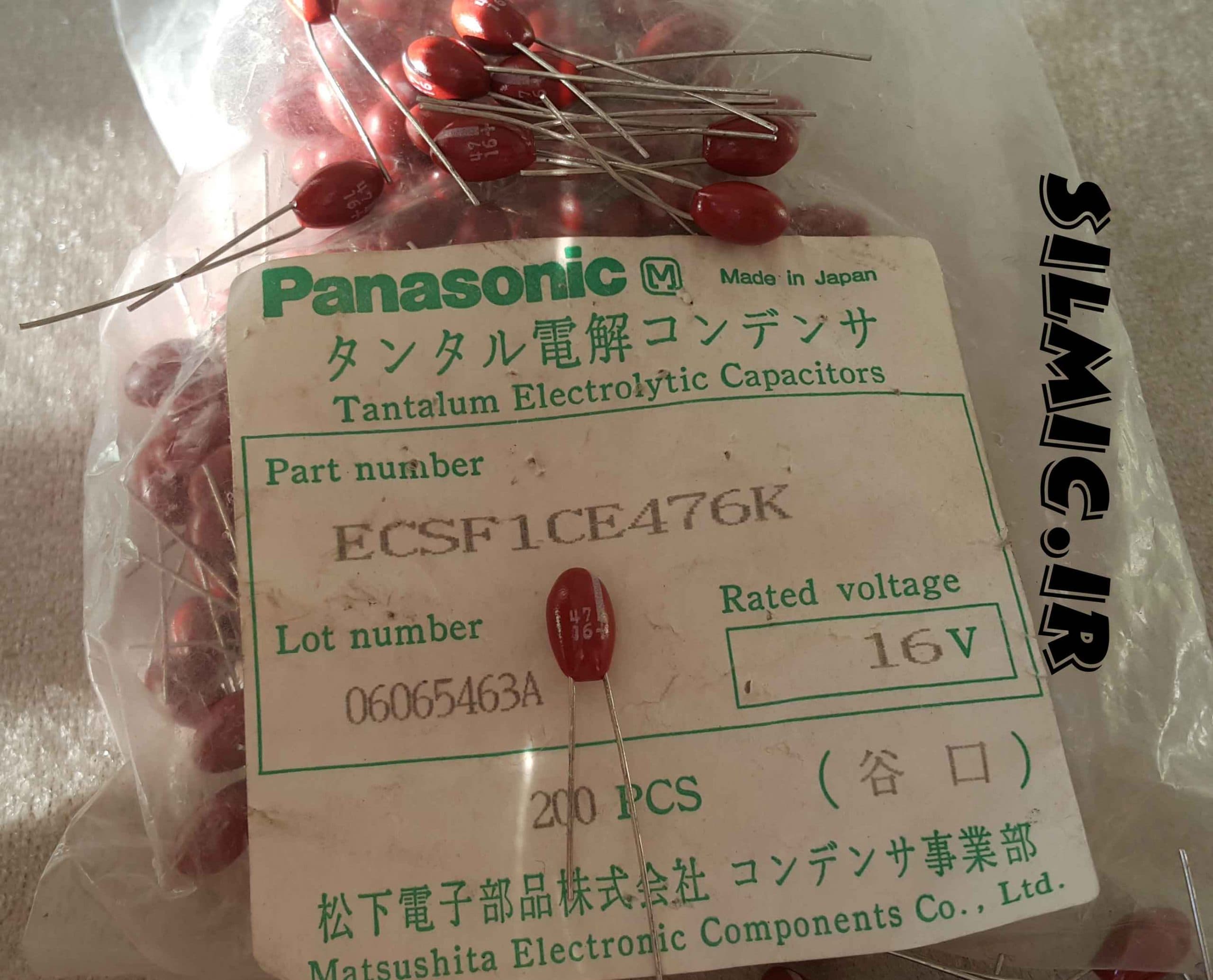 خازن تانتال 47 میکرو فاراد 16 ولت panasonic ژاپن سری ECSF با تحمل درجه حرارت بالا — تصویر ۲