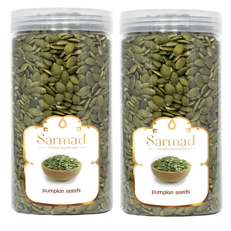 مغز کدو خام ممتاز سرمد – 450 گرم بسته 2 عددی