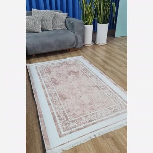 فرش ماشینی چاپی | فرشینه مخمل کرم سفید استوپ دار (پس کرایه) — تصویر ۵