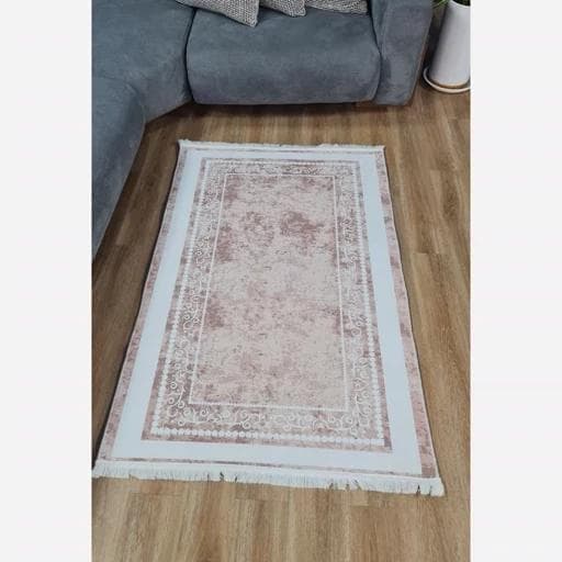 فرش ماشینی چاپی | فرشینه مخمل کرم سفید استوپ دار (پس کرایه) — تصویر ۴
