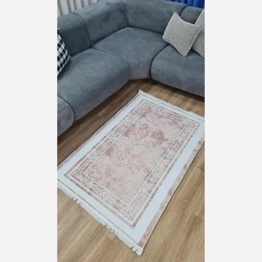 فرش ماشینی چاپی | فرشینه مخمل کرم سفید استوپ دار (پس کرایه) — تصویر ۷